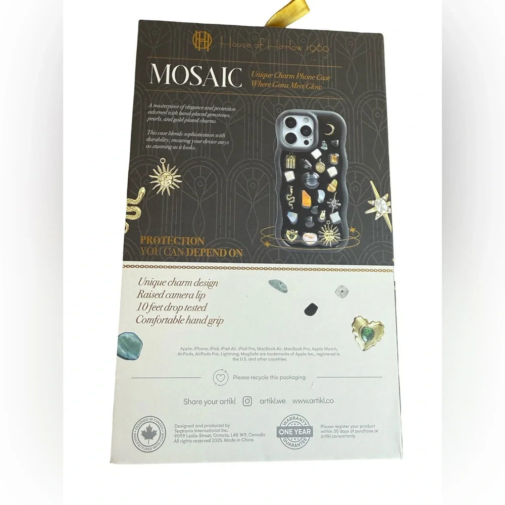 House of Harlow 1960 NWT Unique Charm Mosaic Black iPhone 15 Phone Case - Picture 5 of 9
